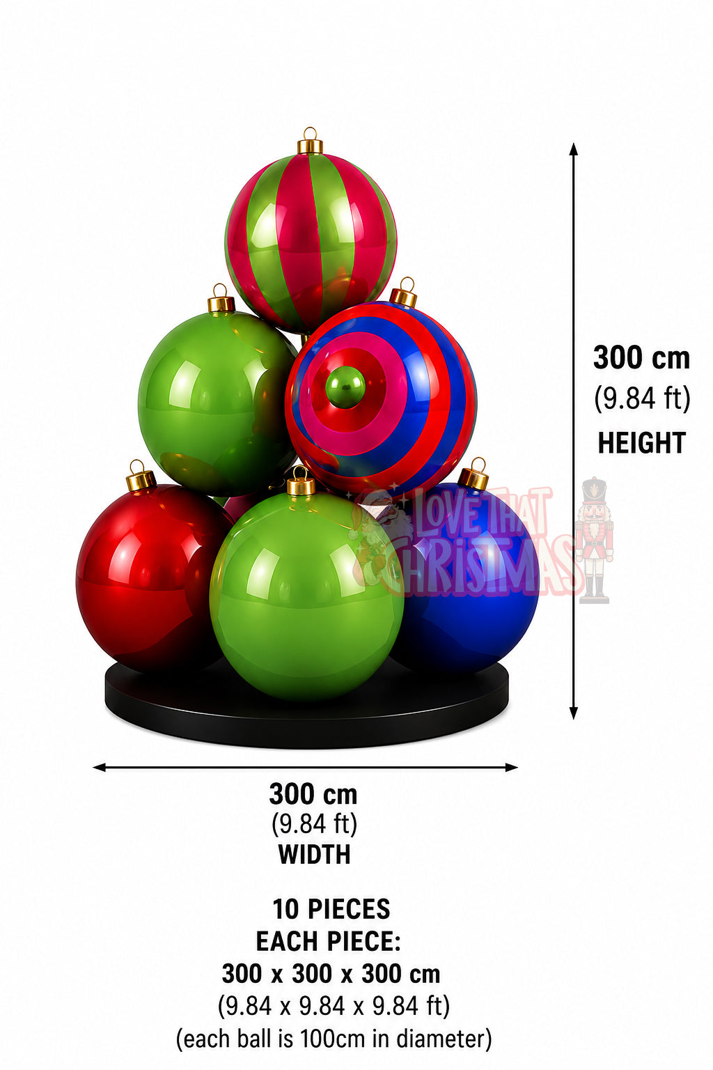 Oversized Christmas Ornament Ball Set – 10 Pieces Large