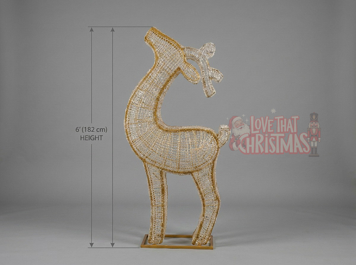 6' Lighted Golden Standing Reindeer