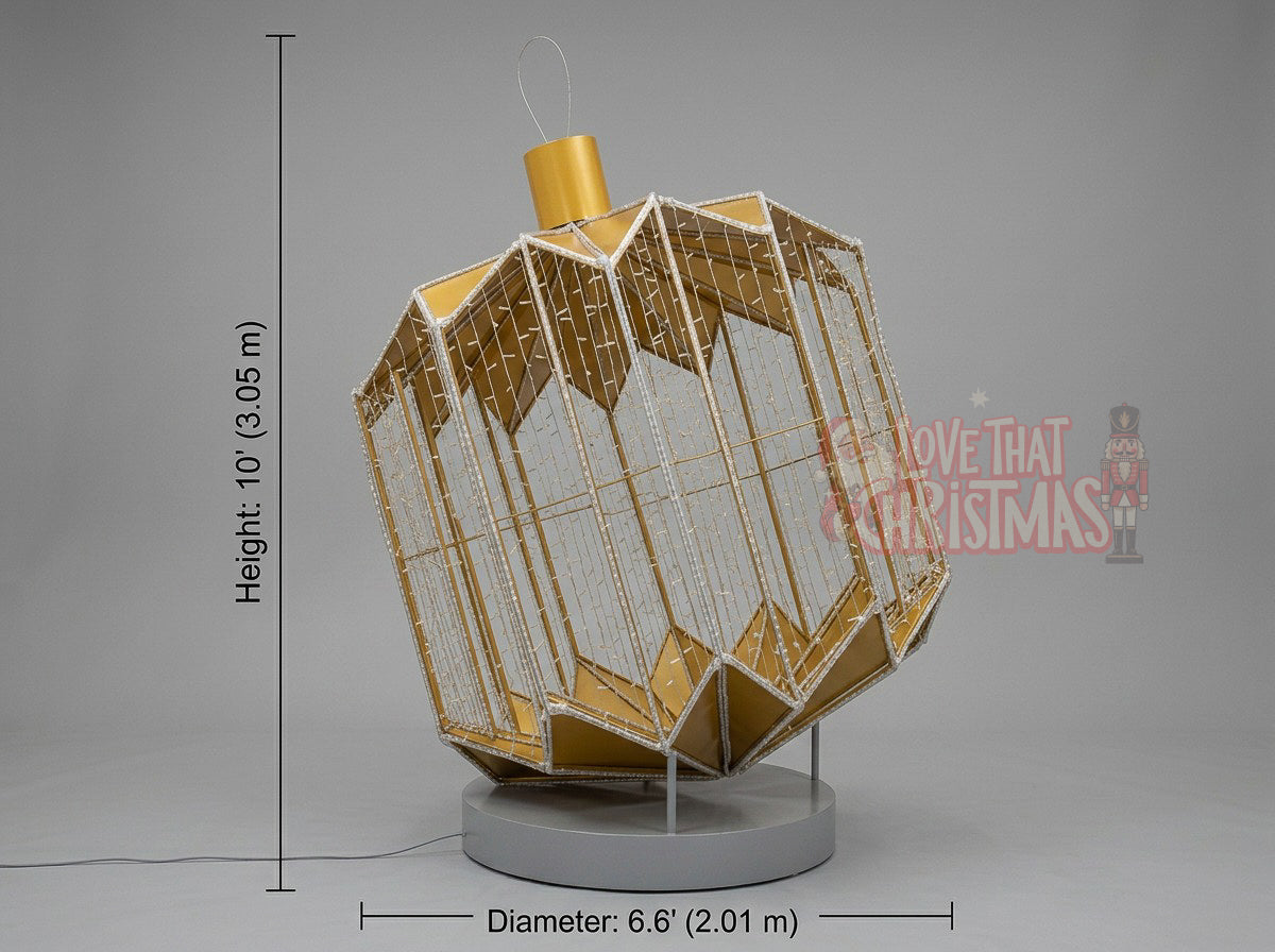 Lighted 3D Gold Christmas Ornament Decoration
