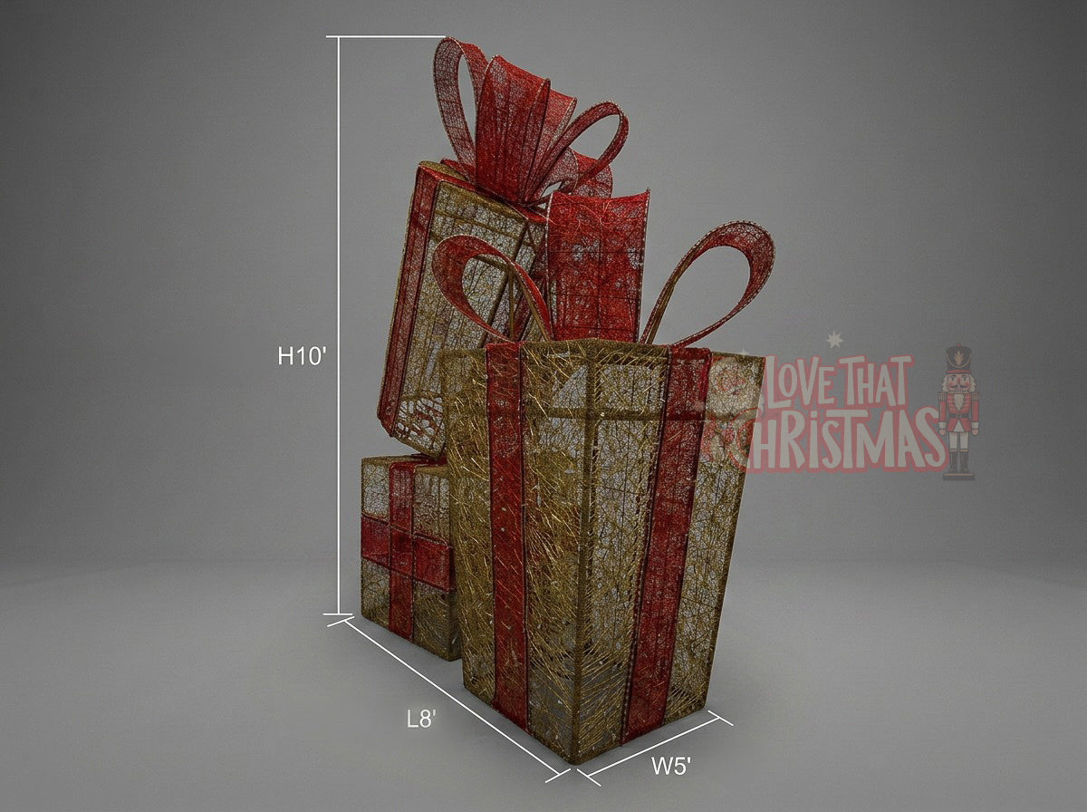 Lighted 3D Stacked Christmas Gift Box Decorations