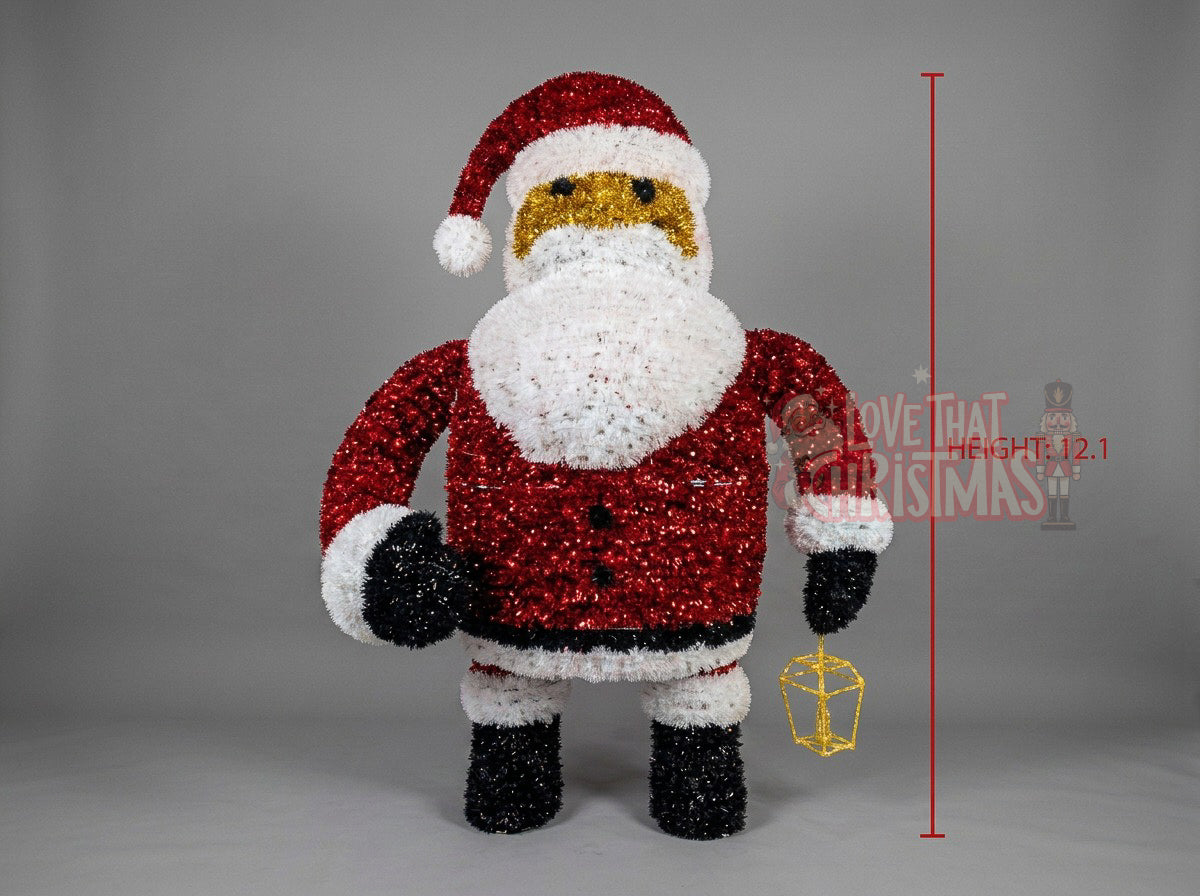 Lighted 3D Tinsel Standing Santa Christmas Decoration