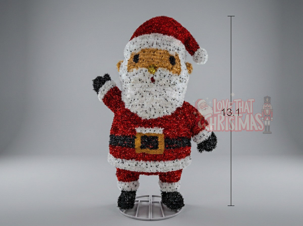 Lighted 3D Tinsel Santa Christmas Decoration