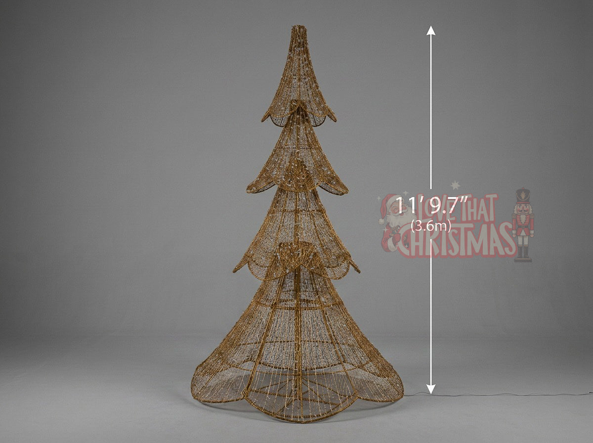 12-Foot Illuminated Golden Christmas Tree