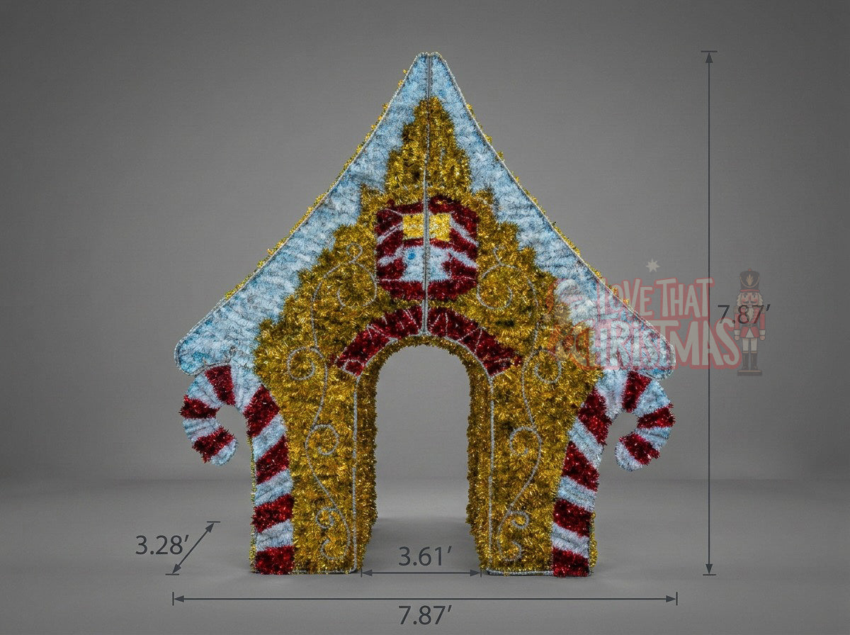 Grand Illuminated Christmas Candy House - Gold