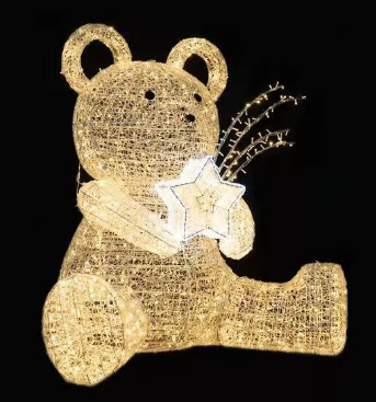 Golden Teddy LED Bear Christmas Display