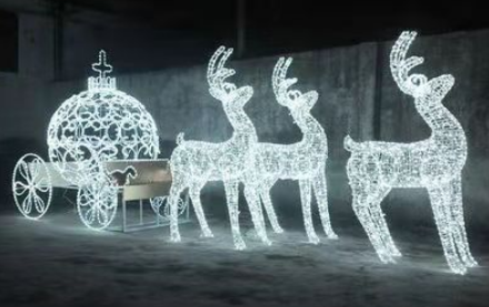 Cinderella's Bright White Reindeer Sleigh Display (WA-LTC038)