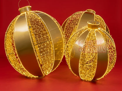 Golden Balls Trio LED Christmas Ornament Display