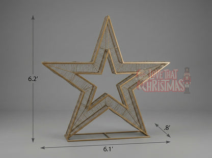 6.2' Lighted 3D Double Star Christmas Display