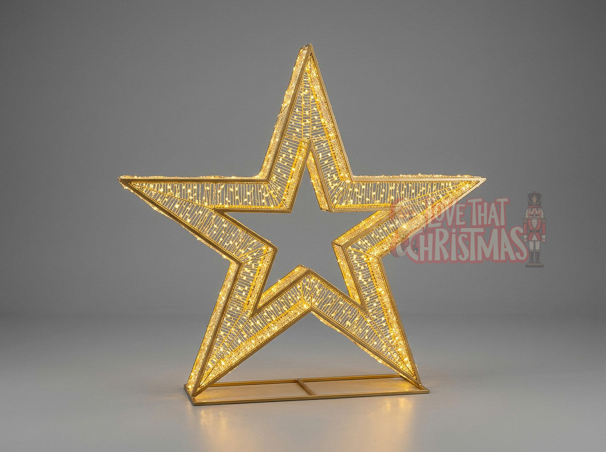 6.2' Lighted 3D Double Star Christmas Display