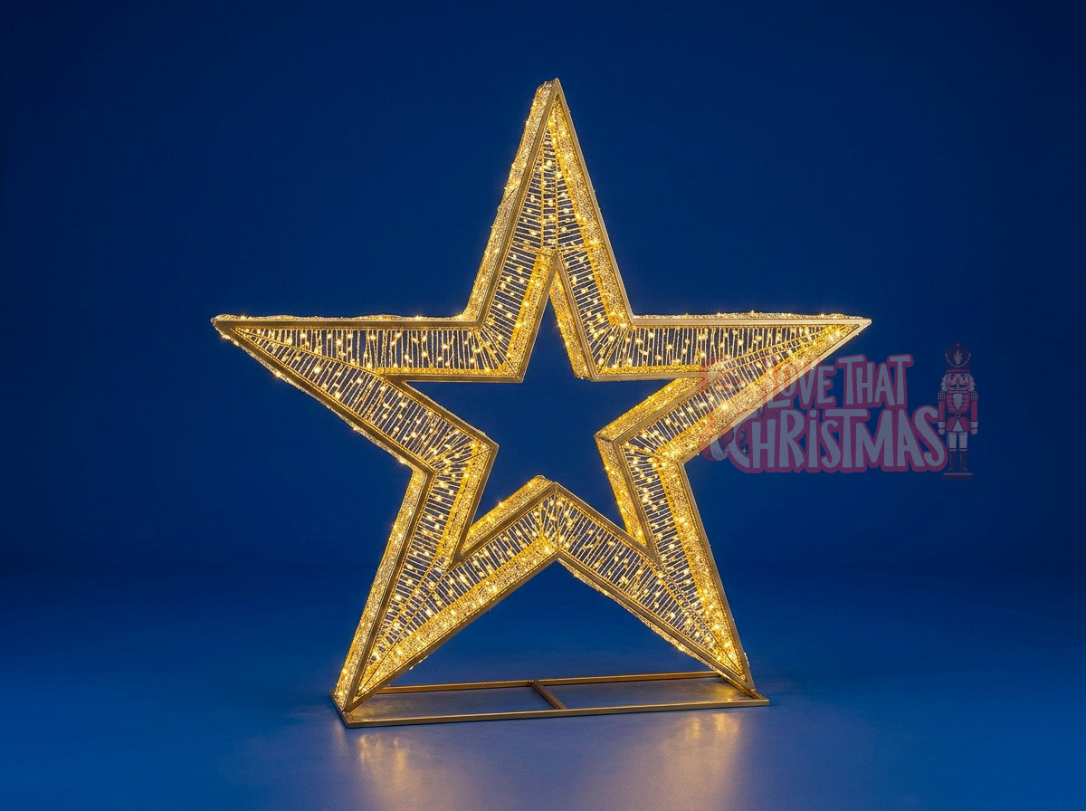 6.2' Lighted 3D Double Star Christmas Display