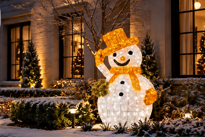 Snowman with Gold Hat LED Display