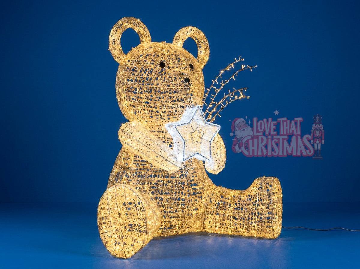 Golden Teddy LED Bear Christmas Display