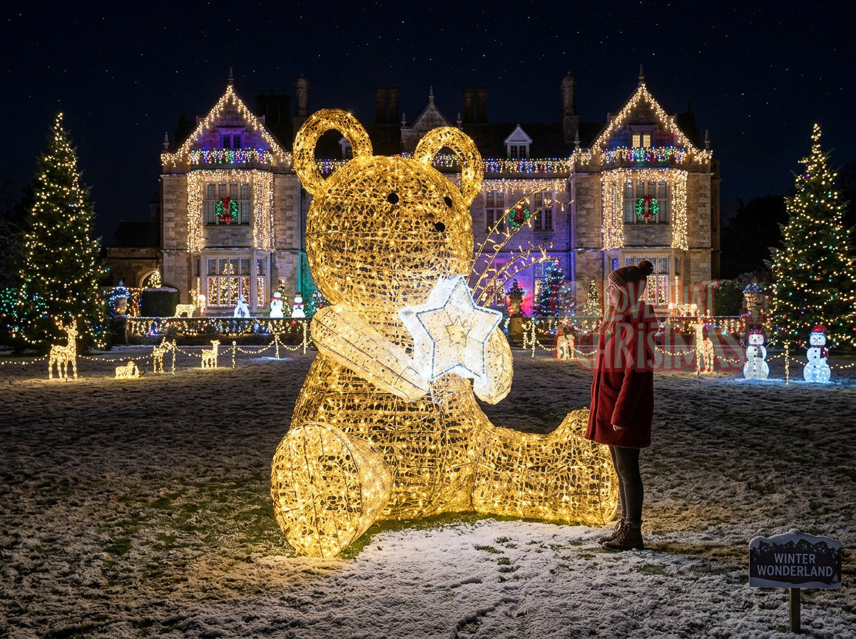 Golden Teddy LED Bear Christmas Display