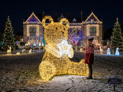 Golden Teddy LED Bear Christmas Display