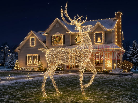 Great White LED Reindeer Display