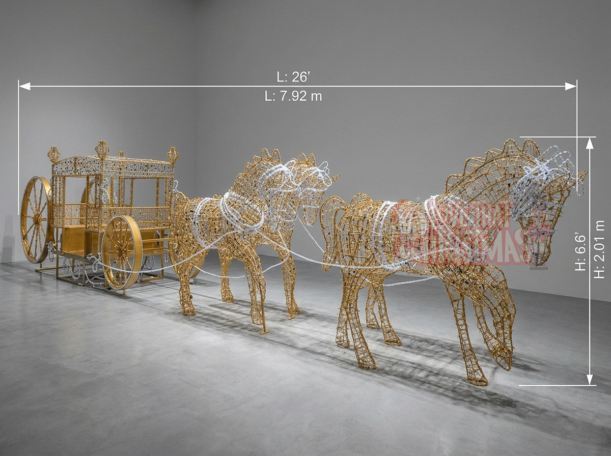 4 Horse Drawn Carriage LED Christmas Display