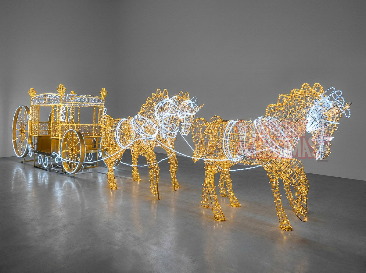 4 Horse Drawn Carriage LED Christmas Display