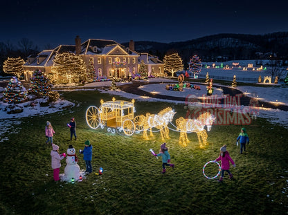 4 Horse Drawn Carriage LED Christmas Display