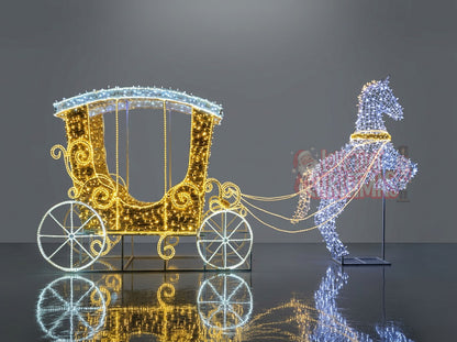 Lighted 3D Horse-Drawn Christmas Carriage
