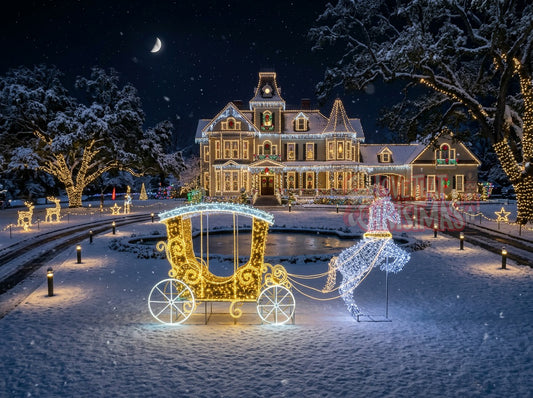 Lighted 3D Horse-Drawn Christmas Carriage