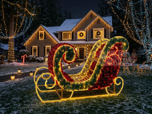 Grand Red & Gold LED Christmas Sleigh