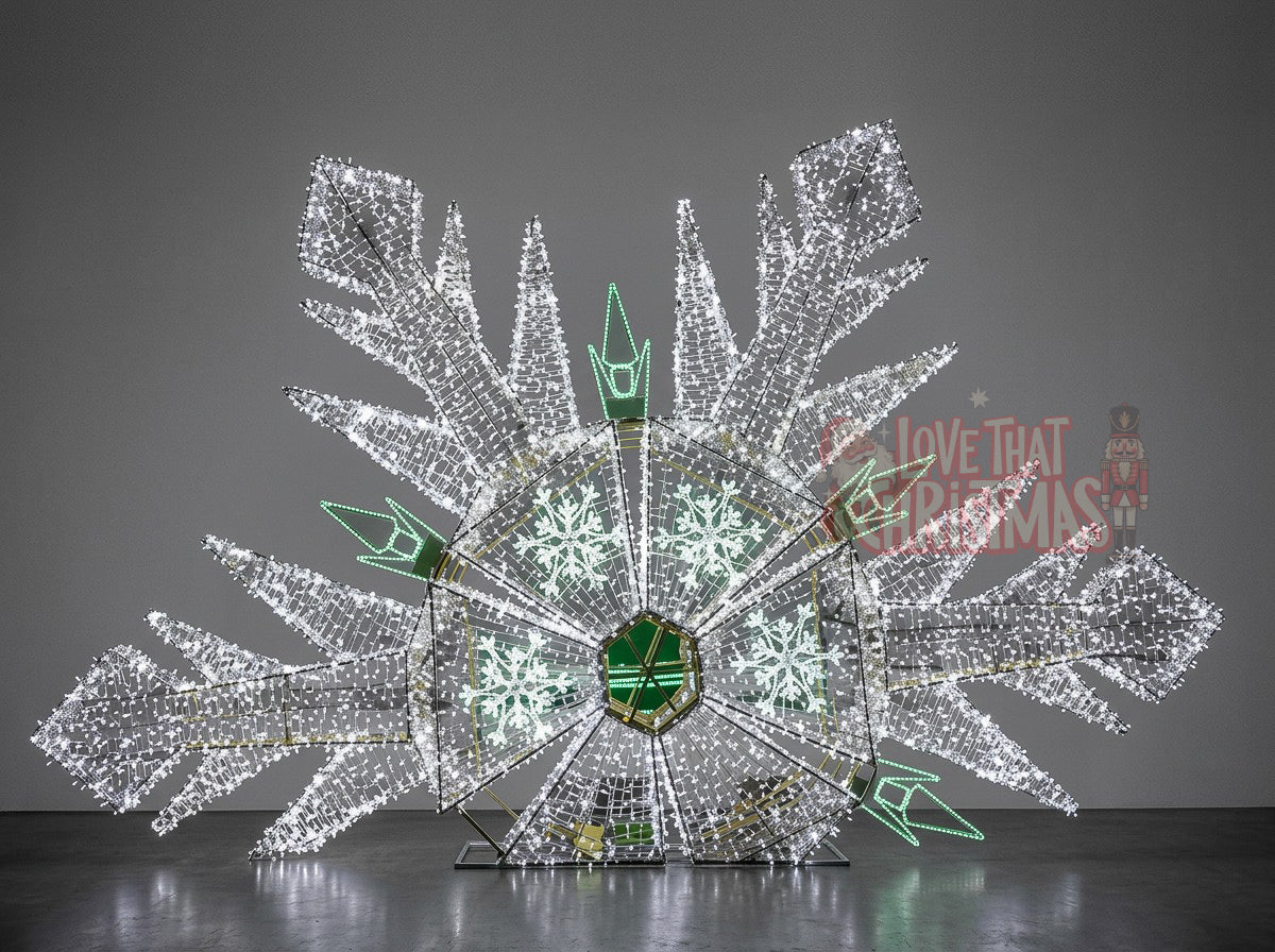 Giant Illuminated 3D Snowflake Display