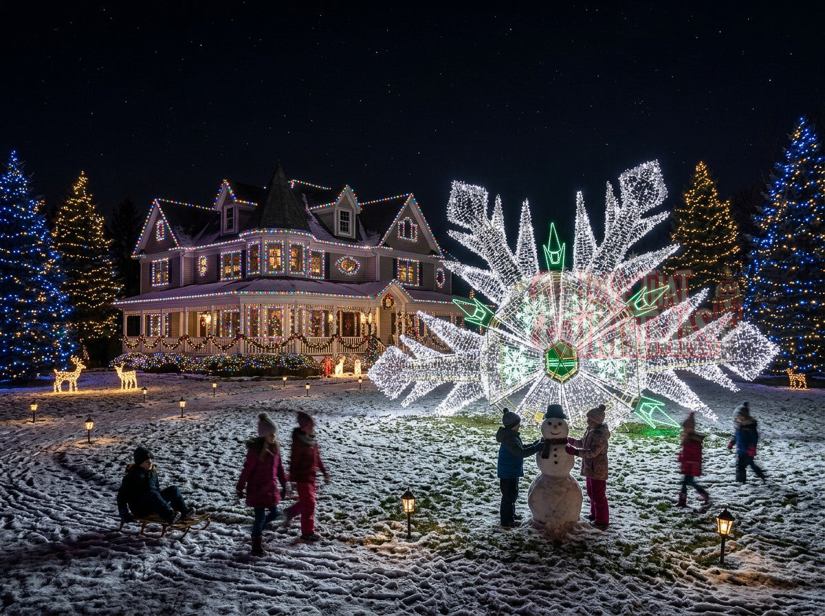 Giant Illuminated 3D Snowflake Display