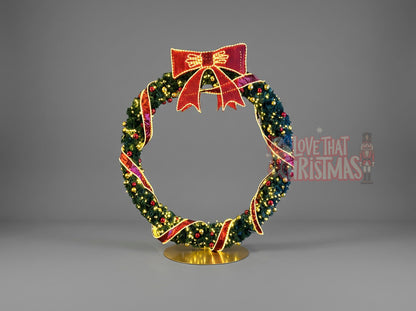 Illuminated Bowed Christmas Wreath