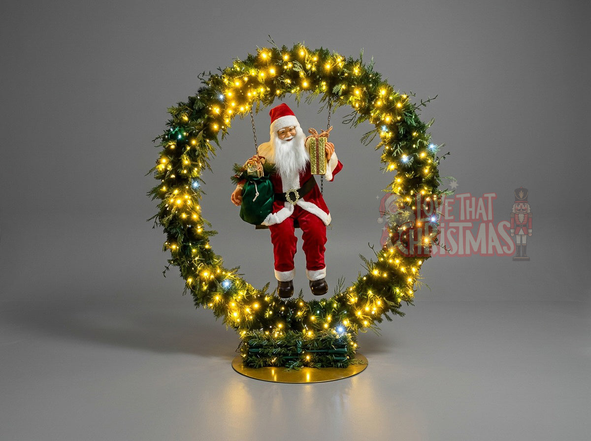 Illuminated Santa Christmas Wreath