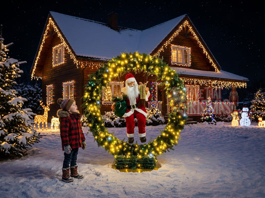 Illuminated Santa Christmas Wreath
