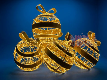 2.6' Lighted Gold Scattered Christmas Ornament Display