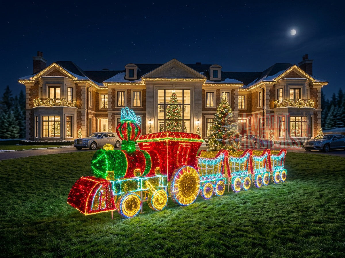 26' Lighted 3D Christmas Train