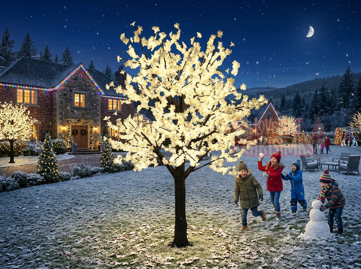 Artificial cherry blossom lighting tree
