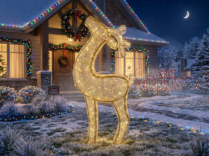 6' Lighted Golden Standing Reindeer