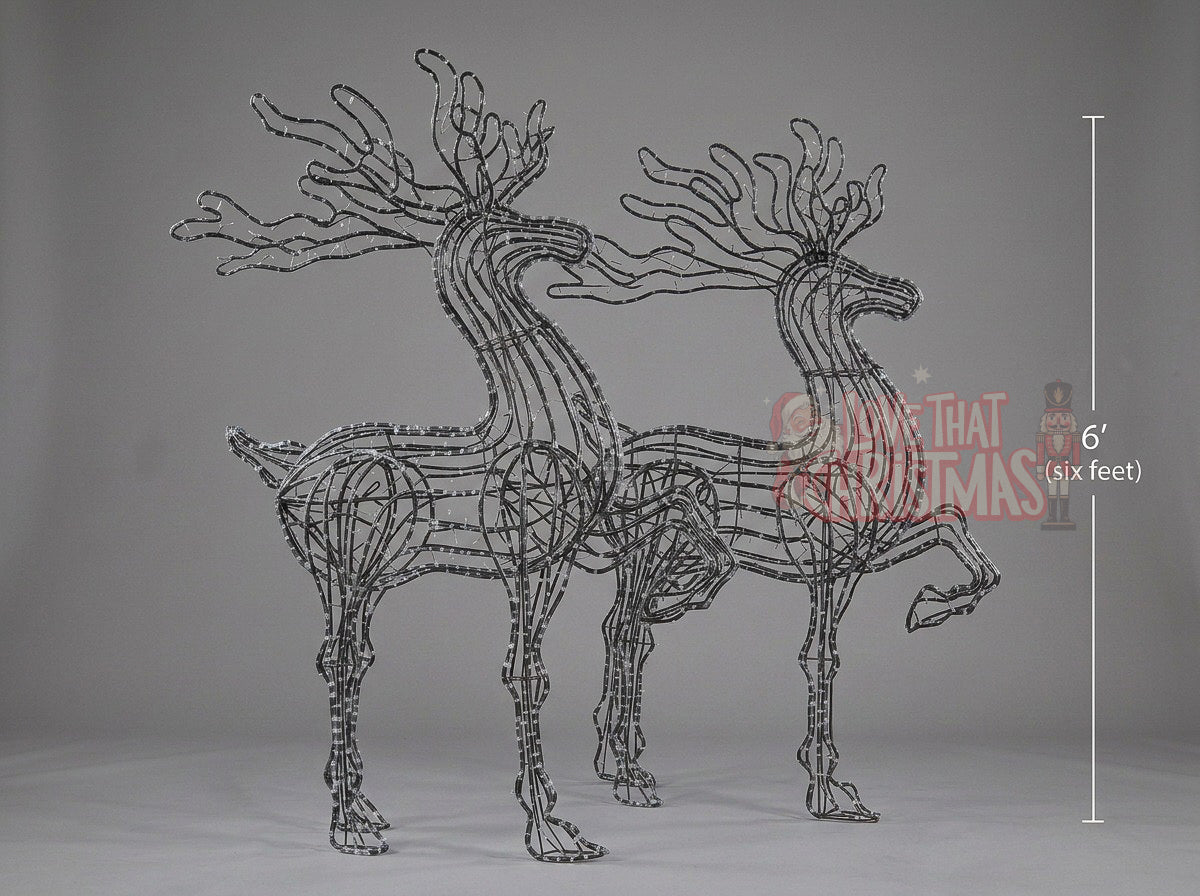 6' Lighted Prancing Reindeer Set of 2