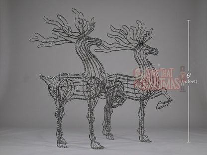 6' Lighted Prancing Reindeer Set of 2