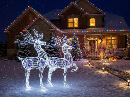 6' Lighted Prancing Reindeer Set of 2
