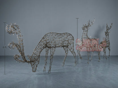 Lighted 3D Standing Buck Reindeer with Antlers
