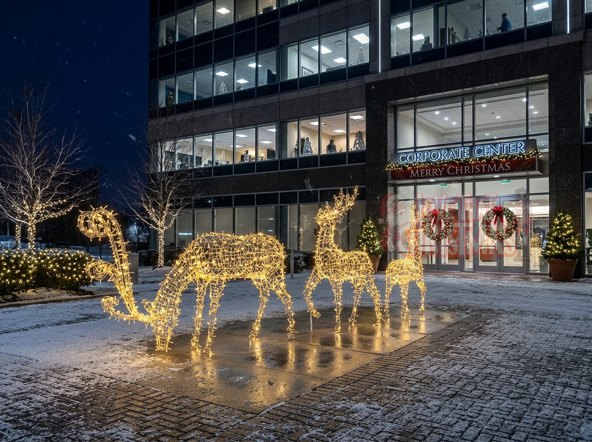 Lighted 3D Standing Buck Reindeer with Antlers