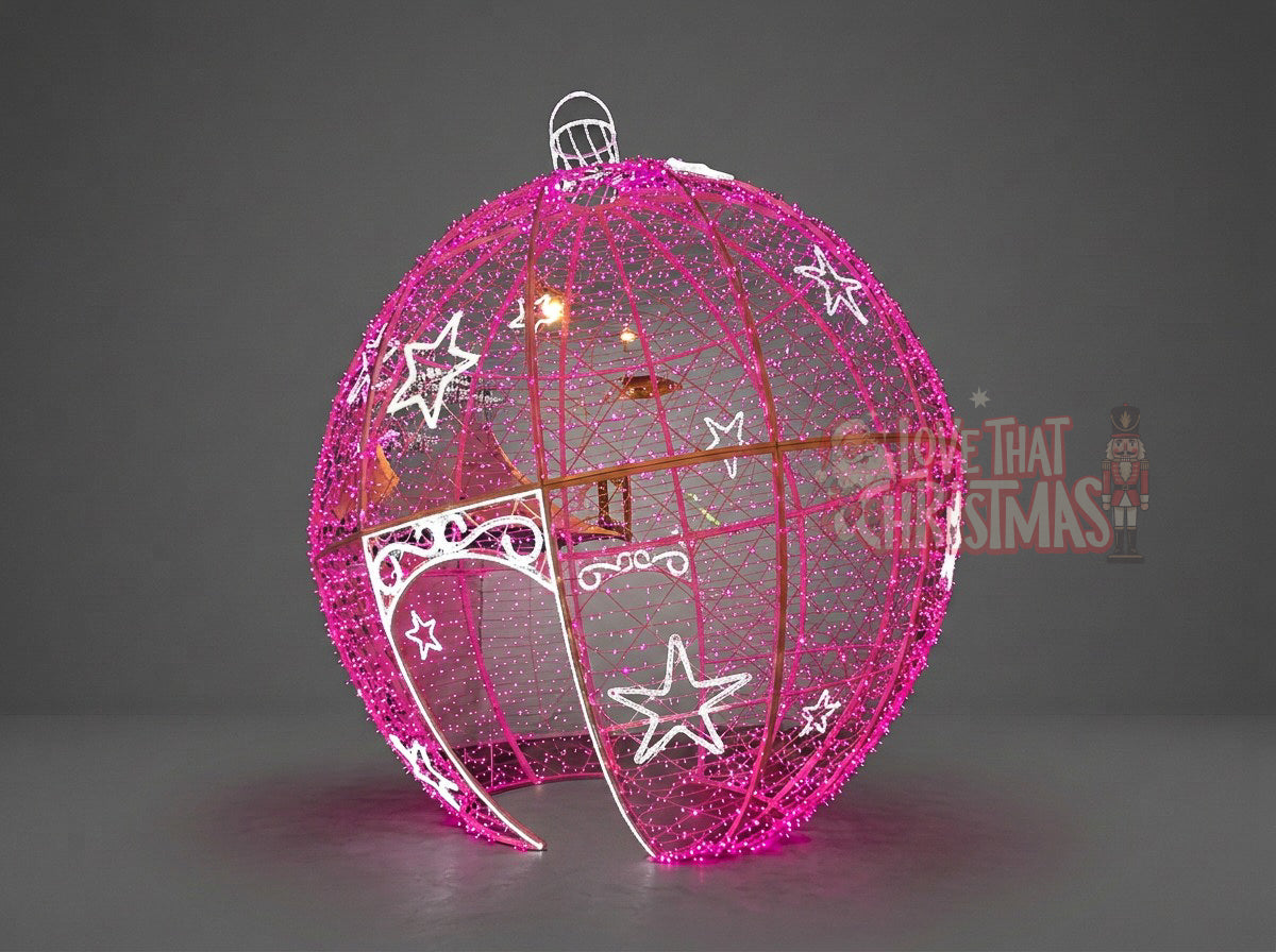 11.5' Pink Lighted Walk-Through Christmas Ornament