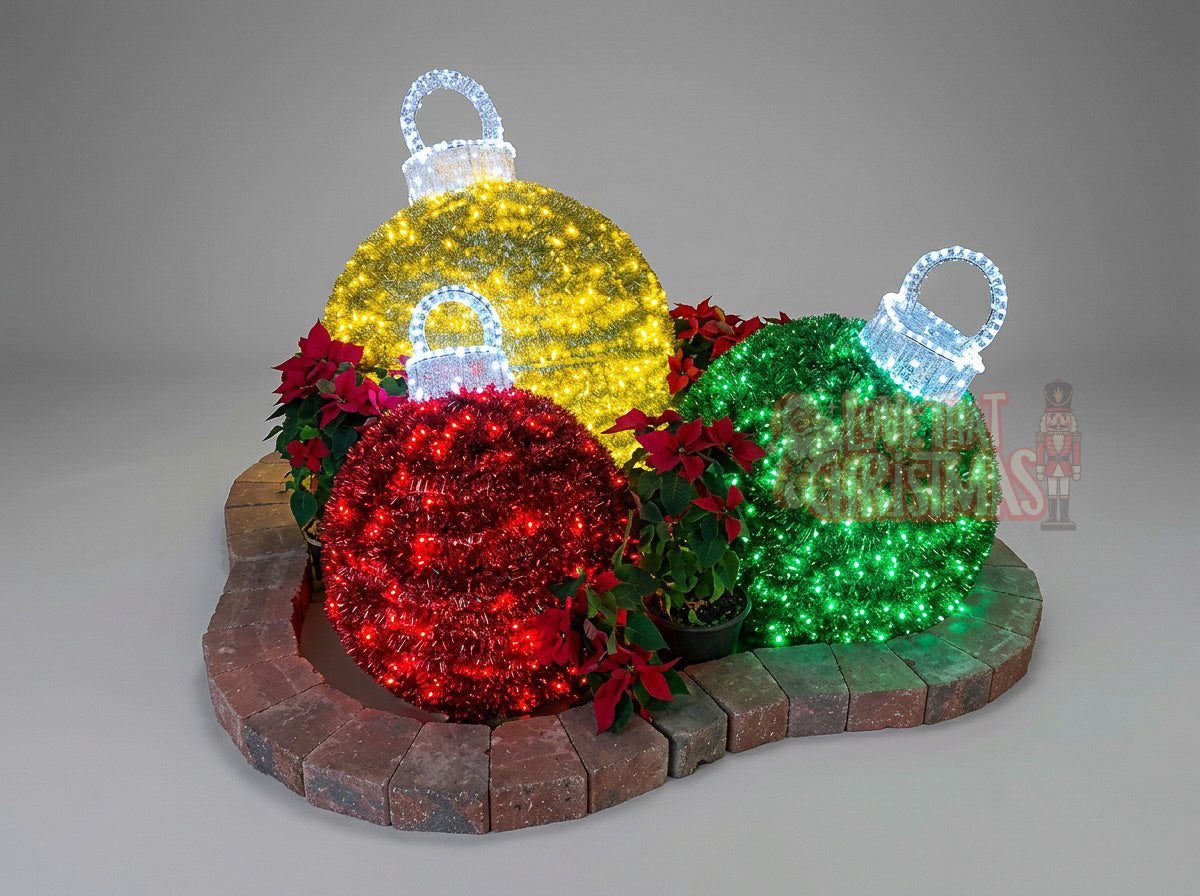 Lighted 3D Christmas Ornament Ball Set