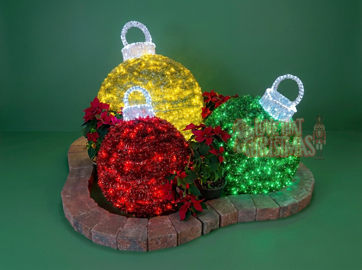 Lighted 3D Christmas Ornament Ball Set