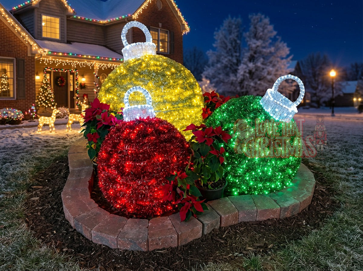 Lighted 3D Christmas Ornament Ball Set