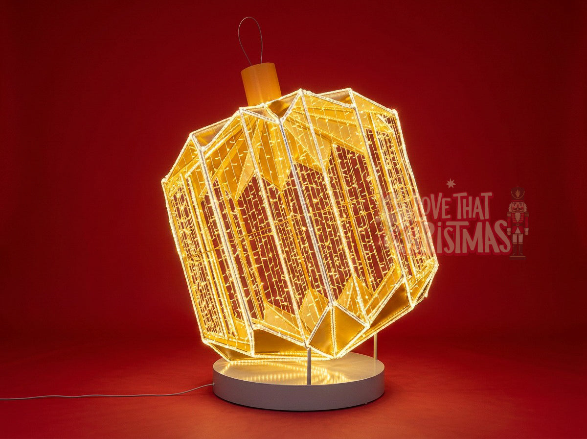 Lighted 3D Gold Christmas Ornament Decoration