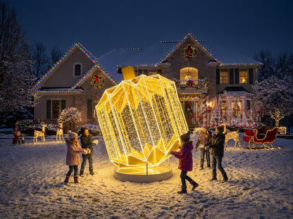 Lighted 3D Gold Christmas Ornament Decoration