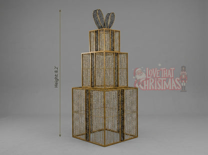 Lighted 3D Stacked Gift Box Tower Christmas Decoration