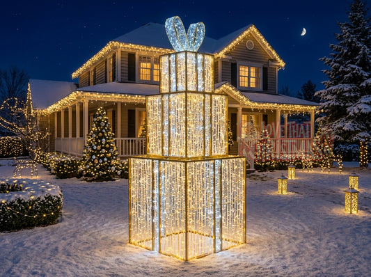 Lighted 3D Stacked Gift Box Tower Christmas Decoration