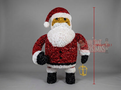 Lighted 3D Tinsel Standing Santa Christmas Decoration