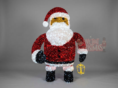 Lighted 3D Tinsel Standing Santa Christmas Decoration