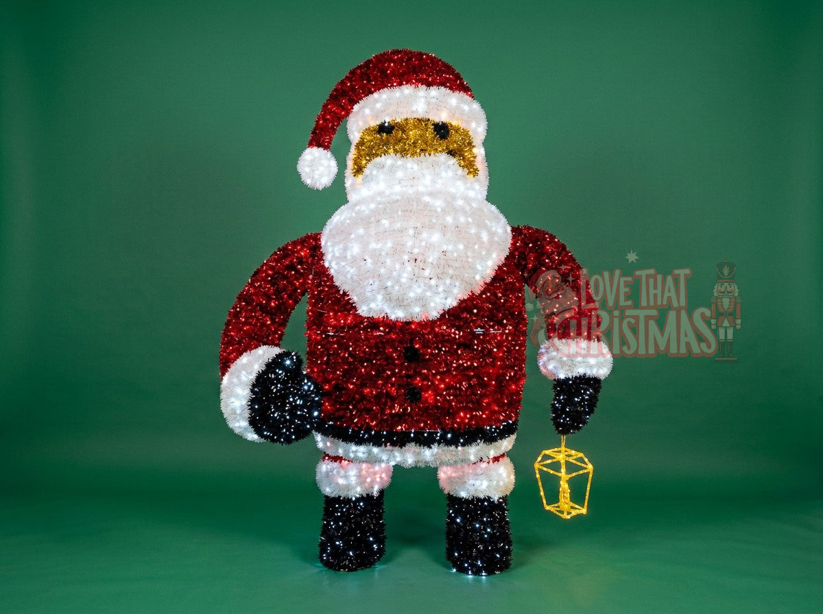 Lighted 3D Tinsel Standing Santa Christmas Decoration